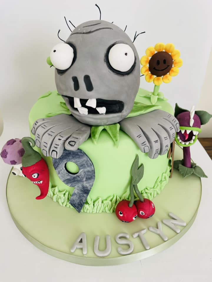 zombie themed cake made in kent with a big head