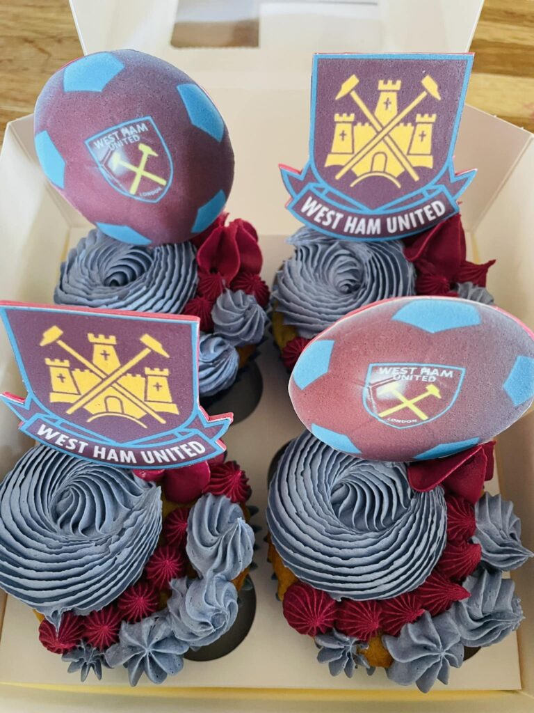 West Ham football themed cupcakes kent
