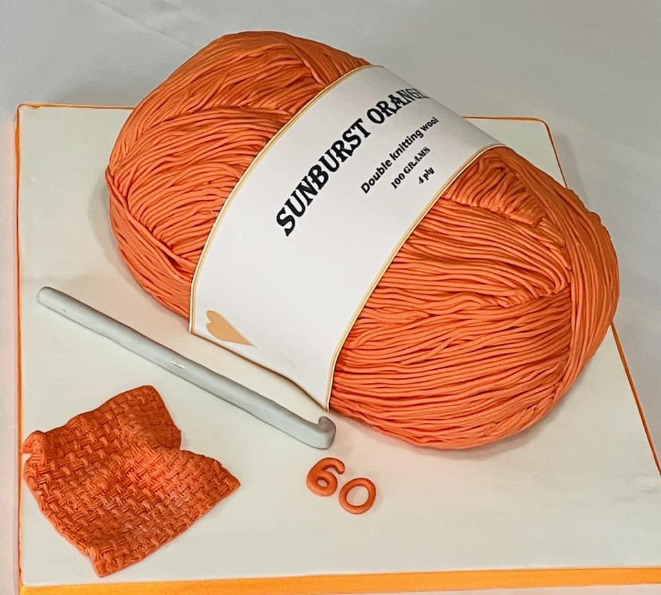 knitting ball of orange wool cake for knitters kent